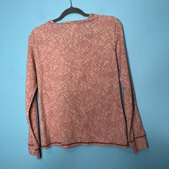 Spyder Shirt Womens Medium Pink Long Sleeve Thermal Waffle Knit Logo Henley - Picture 7 of 7